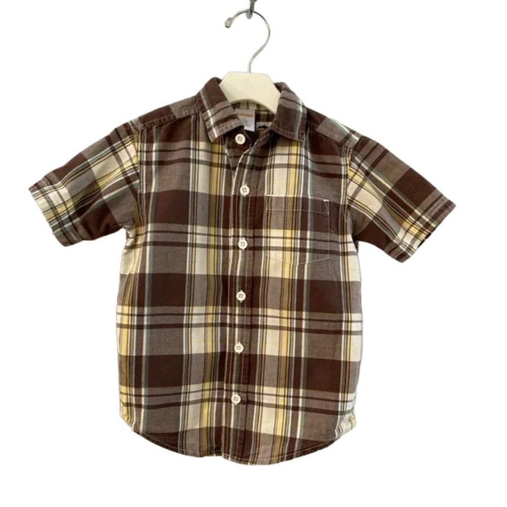 Gymboree Short-Sleeve Plaid Cotton Button-Front Lightweight Shirt Size 3T